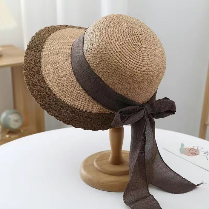Wholesale Grass hat summer sun hat foldable large eave UV resistant fashionable