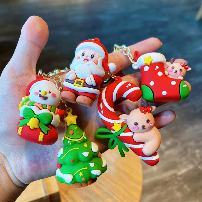 Wholesale  Keychain Christmas Pendant Christmas Tree Reindeer Doll Bag Key Chain Gift