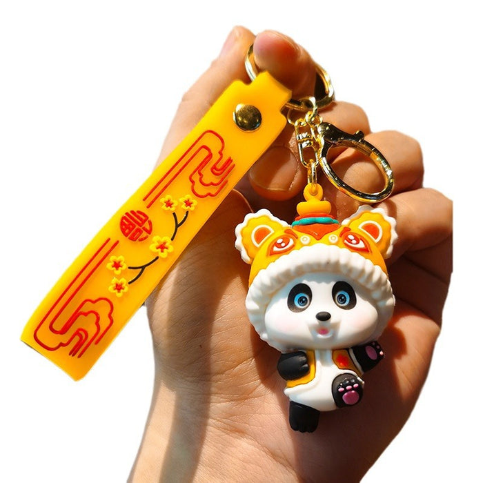 Wholesale Rubber Cartoon Doll Lion Tiger Head Panda Keychain JDC-KC-Tingm180