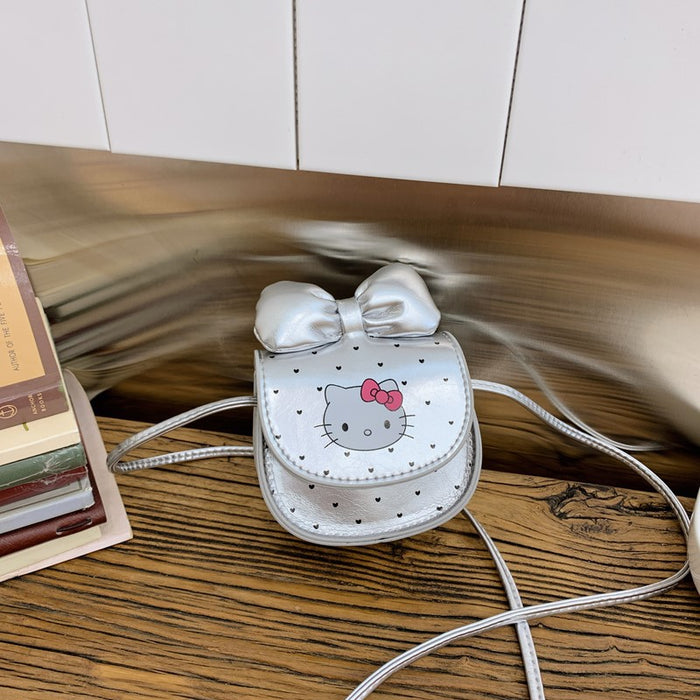 Wholesale Cute cartoon print girls'  shoulder bag with bow