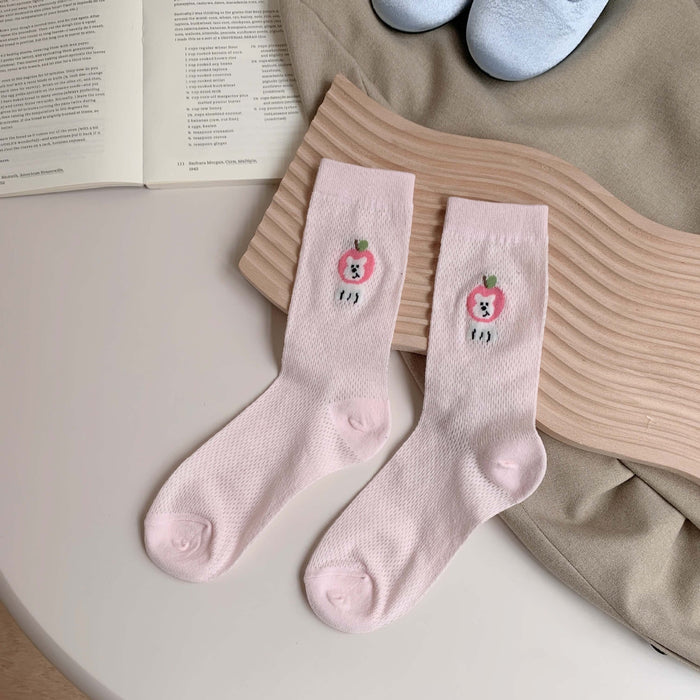 Wholesale Cartoon mesh breathable mid tube socks, cute socks