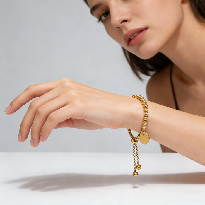 Wholesale Titanium steel round beaded bracelet for women