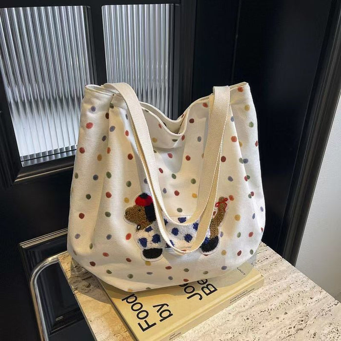 Wholesale New large capacity tote bag with printed cute little dog shoulder bag, casual crossbody bag, new style