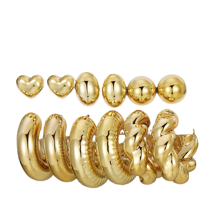 Wholesale 6-Pair Creative Gold Teardrop Earring Set