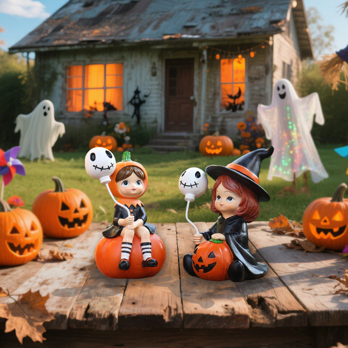 Wholesale American Country Resin Skull & Witch Set Home Decor