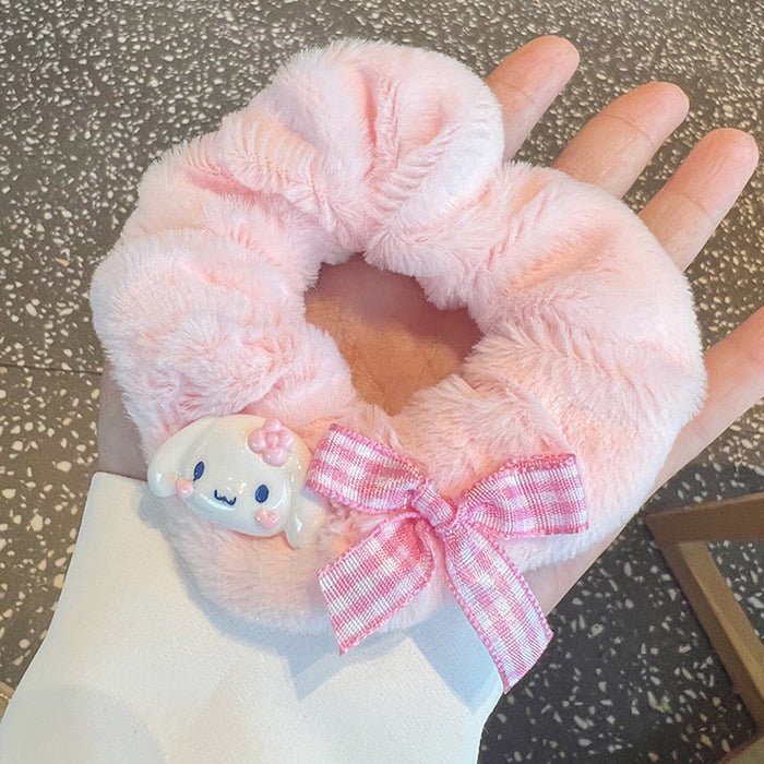 Wholesale Creamy Pink Cute Cartoon Series Girlish Plush Hair Scrunchies