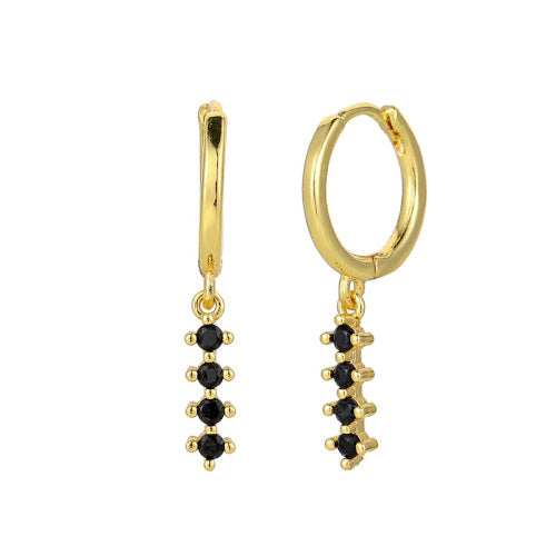 Wholesale Round Zircon Row of Diamond Earrings