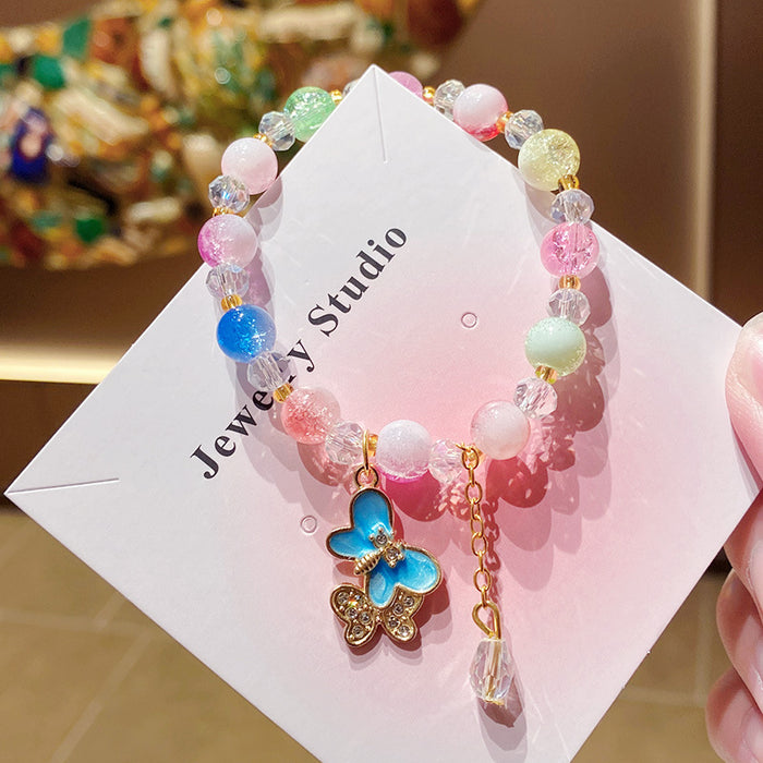 Wholesale Purple Floral Butterfly Bowknot Bracelet for Little Girls MOQ≥3