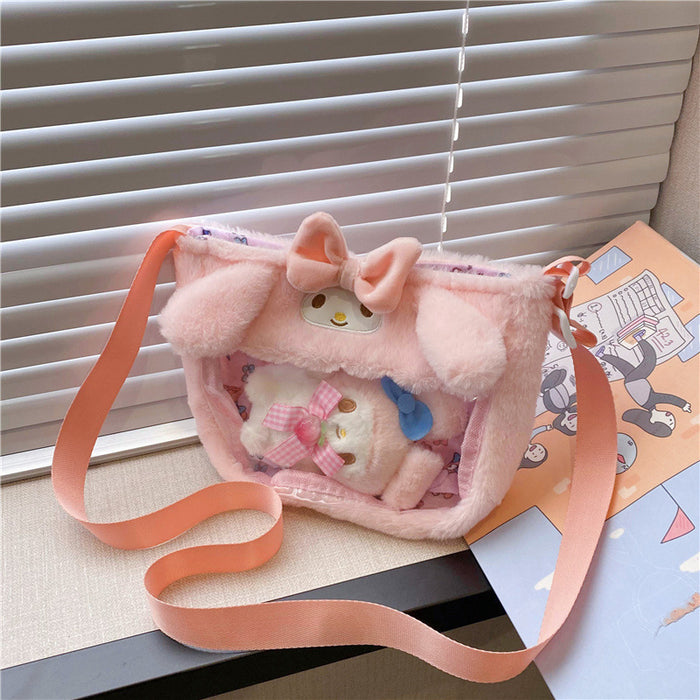 Wholesale Cute Transparent PVC Children' s Bag Plush Toy Cartoon Bag  Doll Crossbody Bag