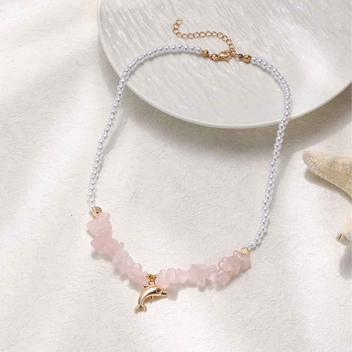 Wholesale Crabs, seahorses, starfish, seashells, soft pottery woven necklace, natural stone bracelet for women