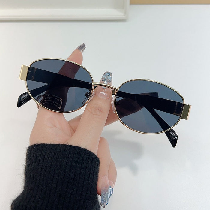 Wholesale  Metal Oval Frame Sunglasses Sun Protection Sunglasses for Men and Women