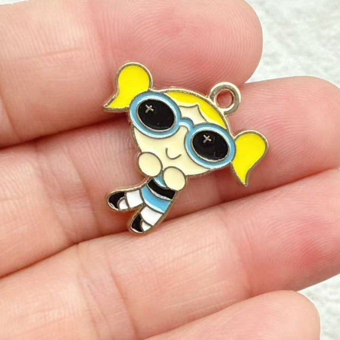 Wholesale 10pcs DIY Cartoon Cute Girl Alloy Resin Jewelry Pendant Necklace Earrings