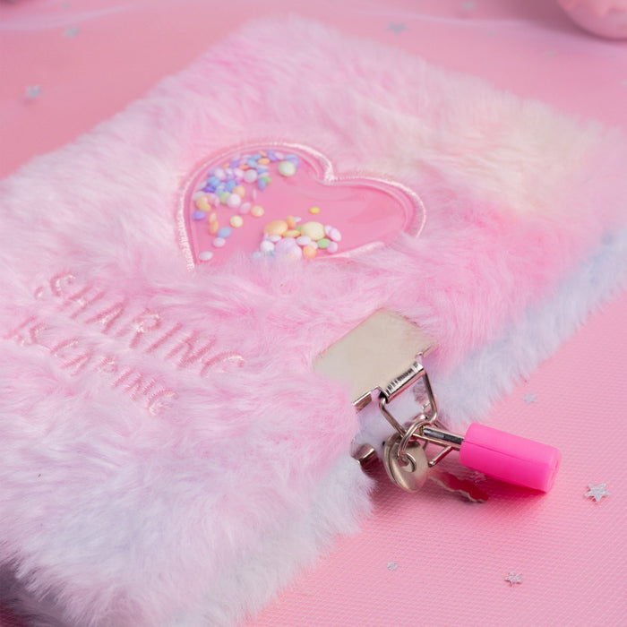 Wholesale Fabric A6 Lockable Plush Notebook with Tie Dye Heart Cover MOQ≥3