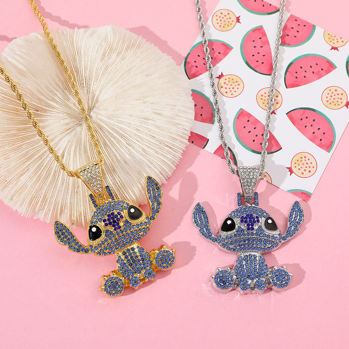 Wholesale Cute cartoon necklace made of alloy and inlaid with zircon