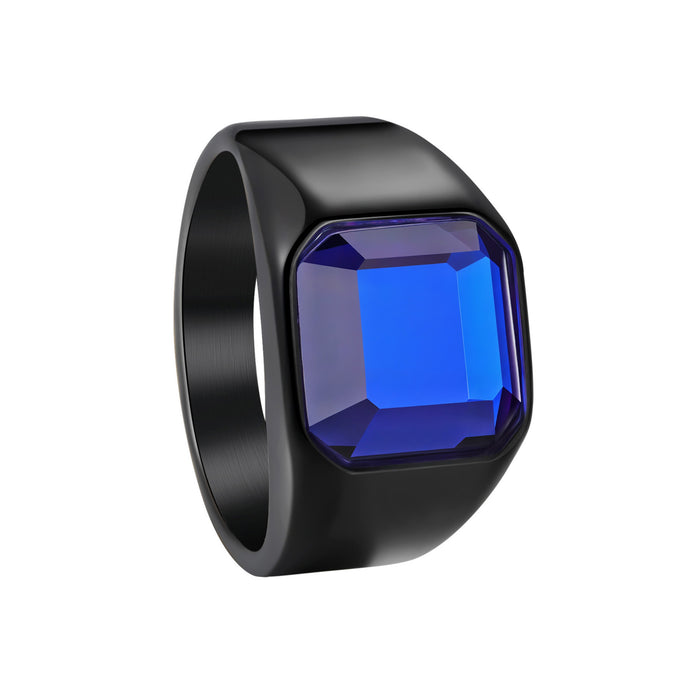 Wholesale Titanium Steel Electroplated Men' s Ring with Multi-Color Stones - Boutique Resale