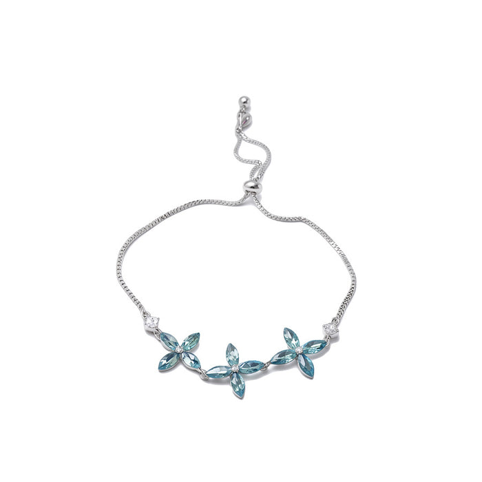 Wholesale Butterfly Zircon Pendant Bracelet Silver Tone Copper Jewelry