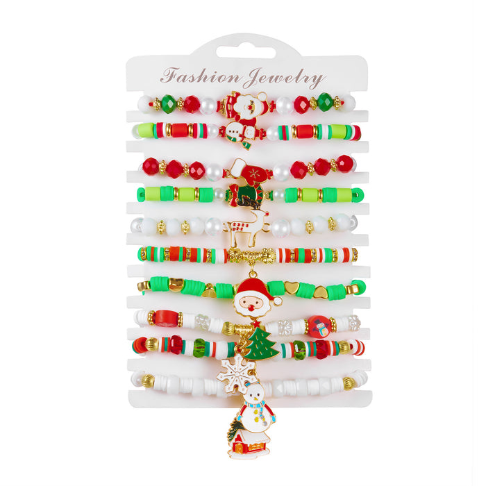 Wholesale  Snowflake Elk Beaded Pull-Out Braided Bracelet Combination Set