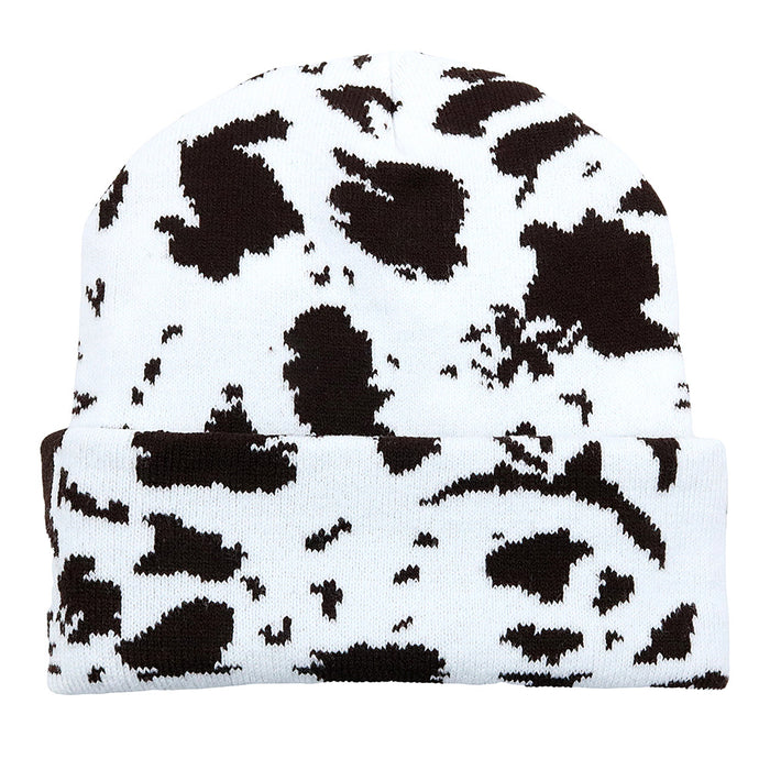 Wholesale Cow Leopard Print Jacquard Acrylic Wool Knitted Hat JDC-FH-HaiPu012