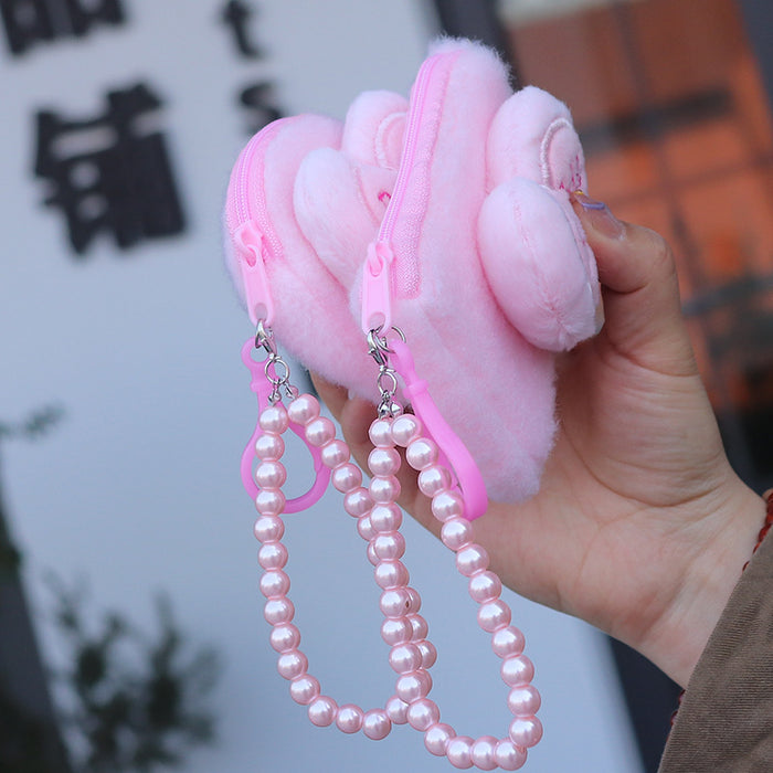 Wholesale Plush Love Letter Backpack Shaped Coin Purse With Zipper Macaroon Street Style Casual Gift For Everyday Storage