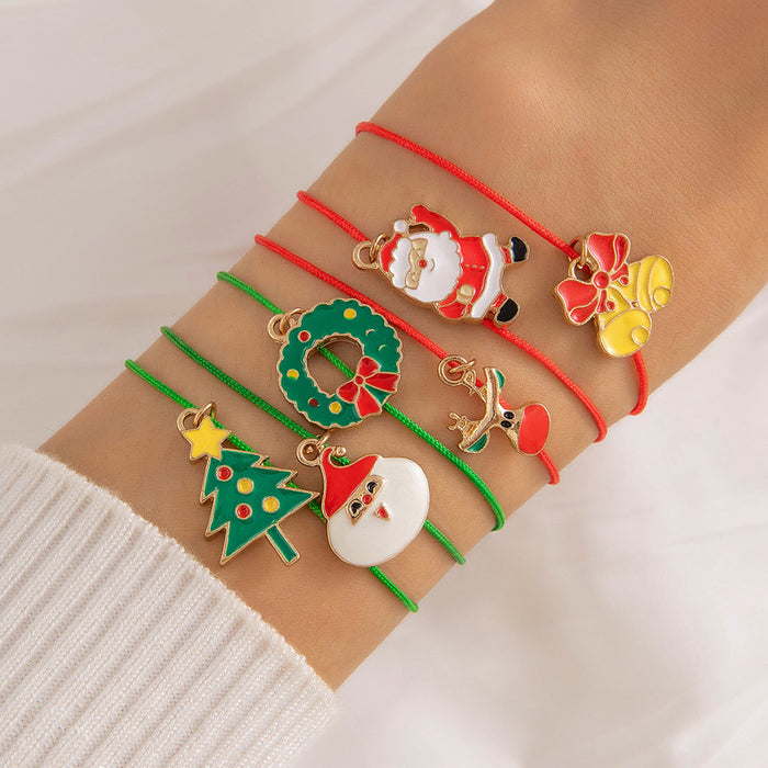 Wholesale Christmas Alloy Colorful Drop Oil Bracelet Santa Deer Snowman Fashion Accessory MOQ≥5