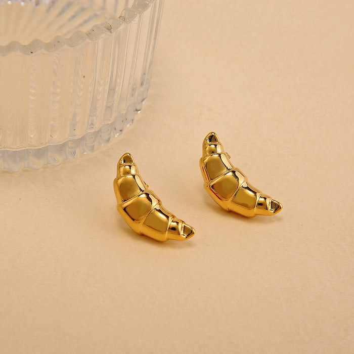 Wholesale High end stainless steel sheep horn bag earrings with personalized and trendy titanium steel spiral pattern earrings