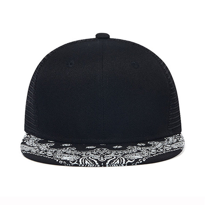 Wholesale Black cashew brim solid color breathable mesh baseball cap