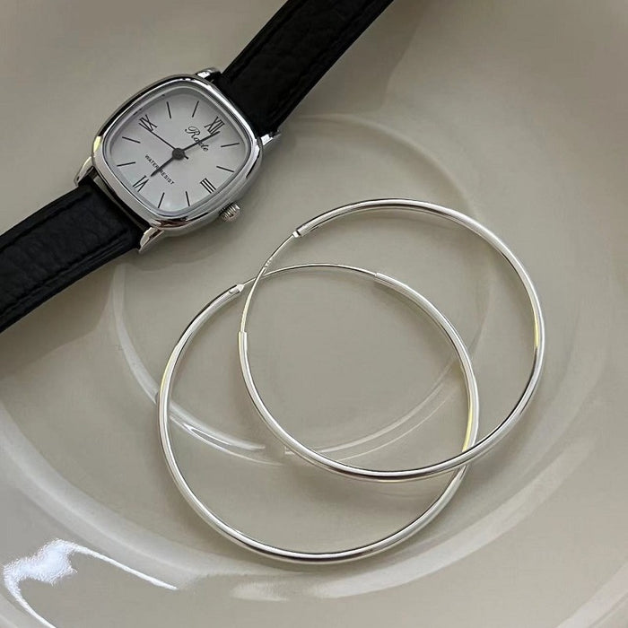 Wholesale  S925 sterling silver bold large circle plain ring earrings women's ear ring temperament ear ring earrings