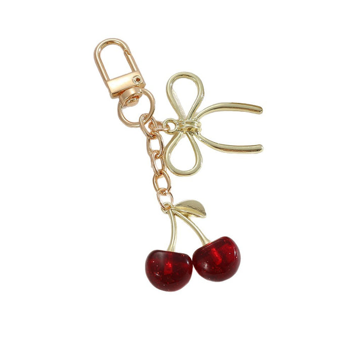 Wholesale Wine Red Cherry Keychain Pendant Cute Simulation Fruit Design MOQ≥3