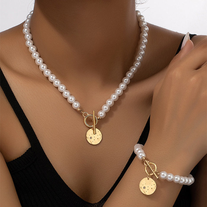 Wholesale Love Pearl Bracelet Necklace Set JDC-NE-WeiY006