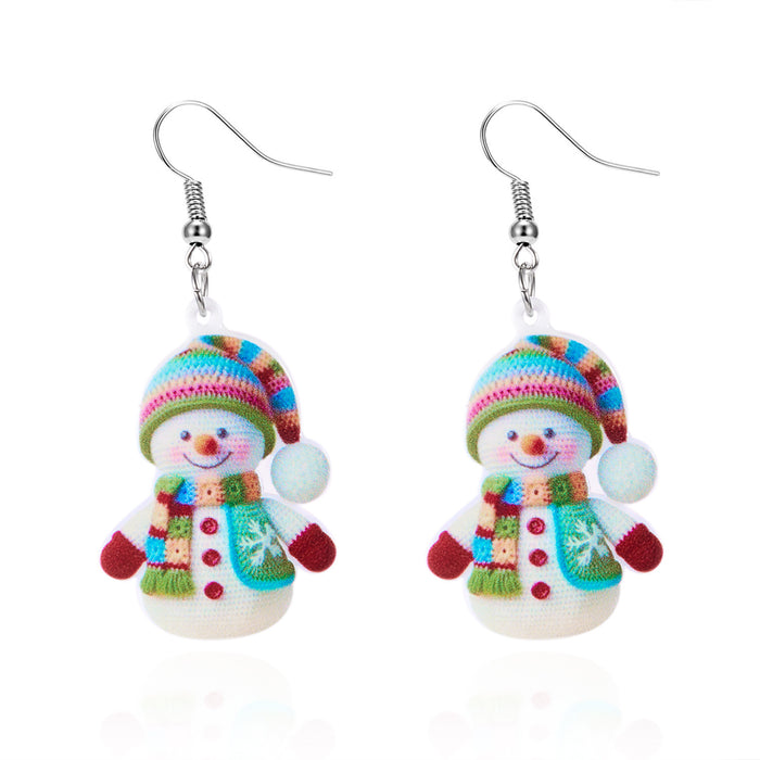 Wholesale Christmas earrings dinosaur  funny elk sweater snowman acrylic earrings