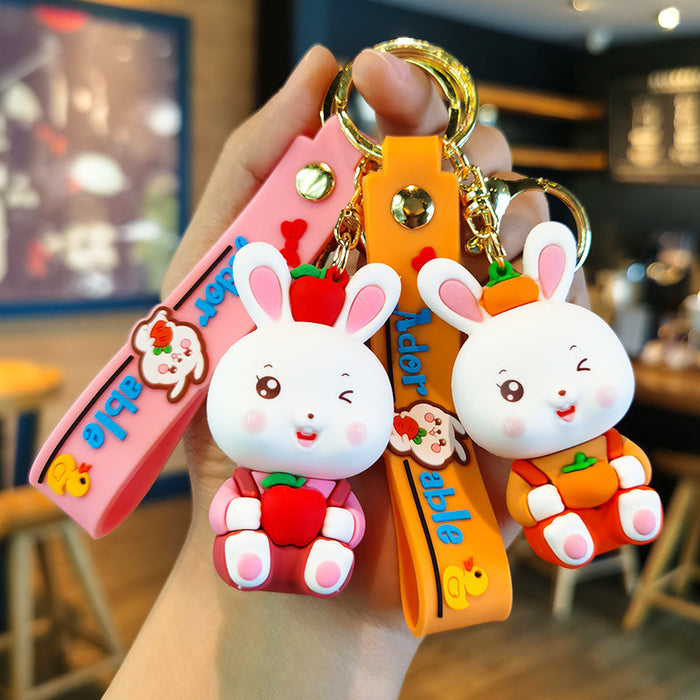 Wholesale Cute Bunny Cartoon Rubber Keychain JDC-KC-Tingm158