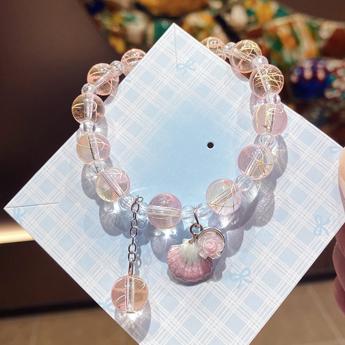 Wholesale Colorful Shell Flower Glass Beaded Bracelet - Kids Fashion Jewelry Accessory MOQ≥3