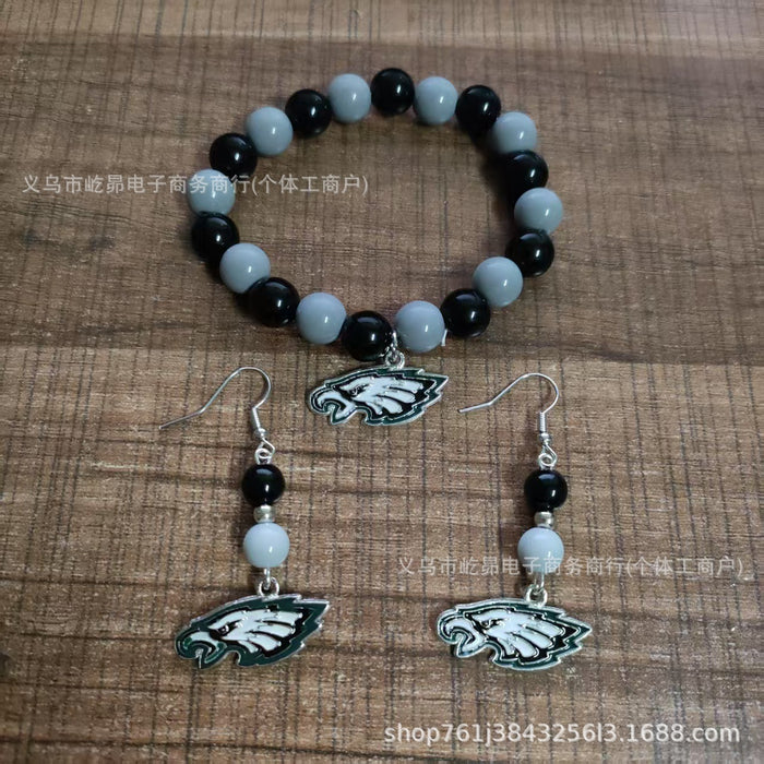 Wholesale Football Colored Candy Acrylic Bead Bracelet Earring Set