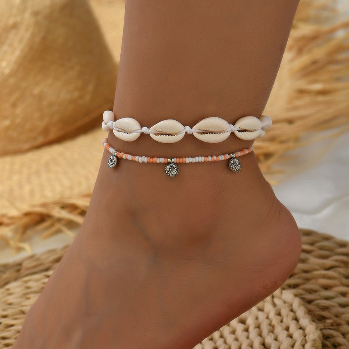 Wholesale Bohemian Shell Woven Anklet Set Fashion Accessory