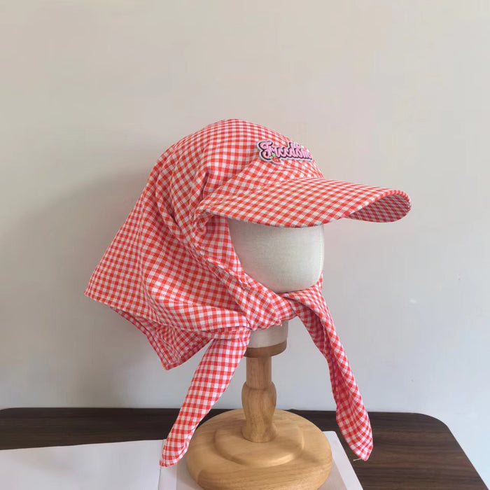 Wholesale Niche quick drying plaid headscarf hat, outdoor sunshade and sun protection baseball cap strap