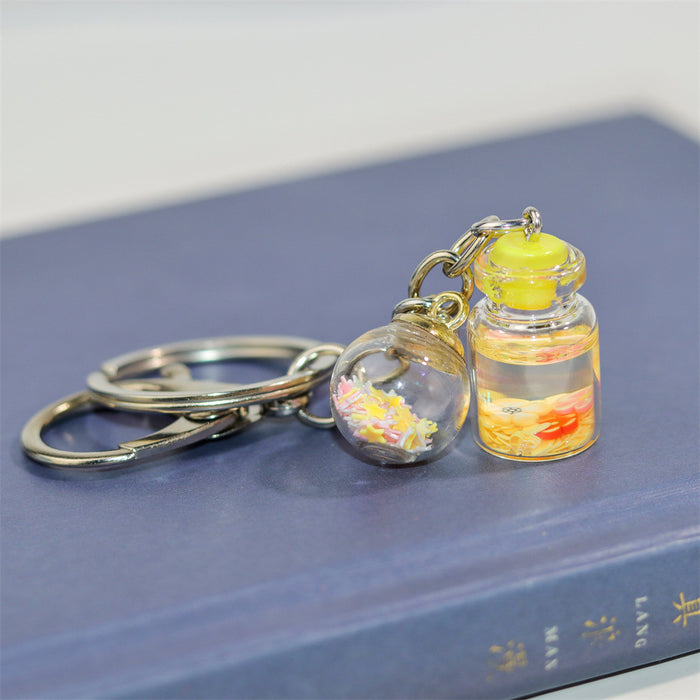 Wholesale Creative Keychain Girl Student Cute Flower Flowing Sand Bottle Key Pendant Bag Accessories Decorative Advertising Gift
