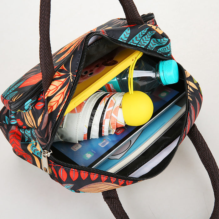 Wholesale Large capacity handbag, women's bag, multi-layer change, floral cloth bag, mother's bag, bento bag