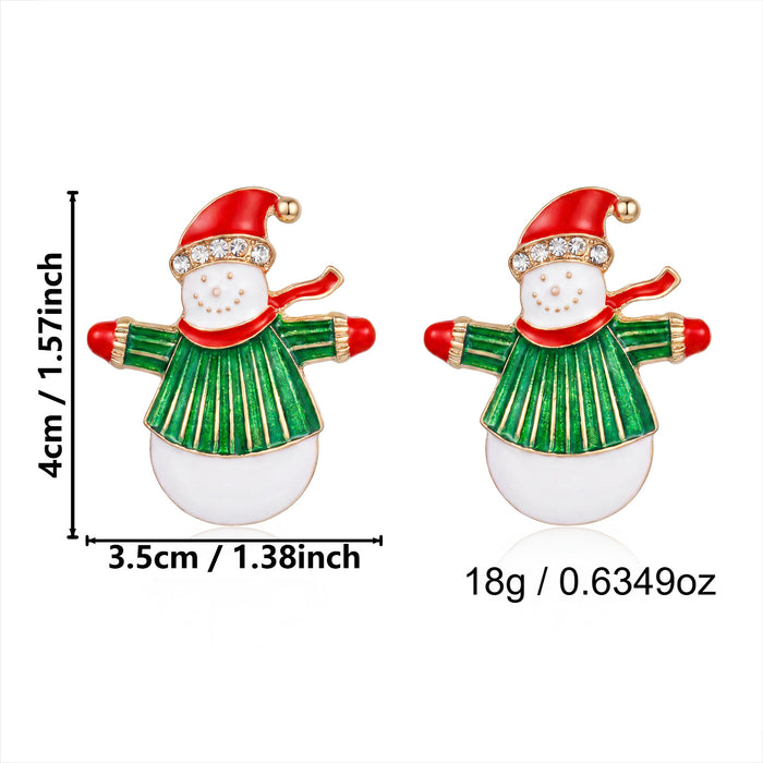 Wholesale Alloy Christmas Snowman Earrings with Rhinestone and Pearl Fashion Accessory Gift
