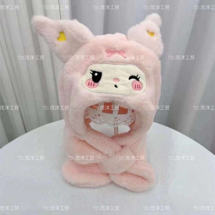 Wholesale Children's hat, scarf, all-in-one hat, thickened warm scarf, two-piece plush hat