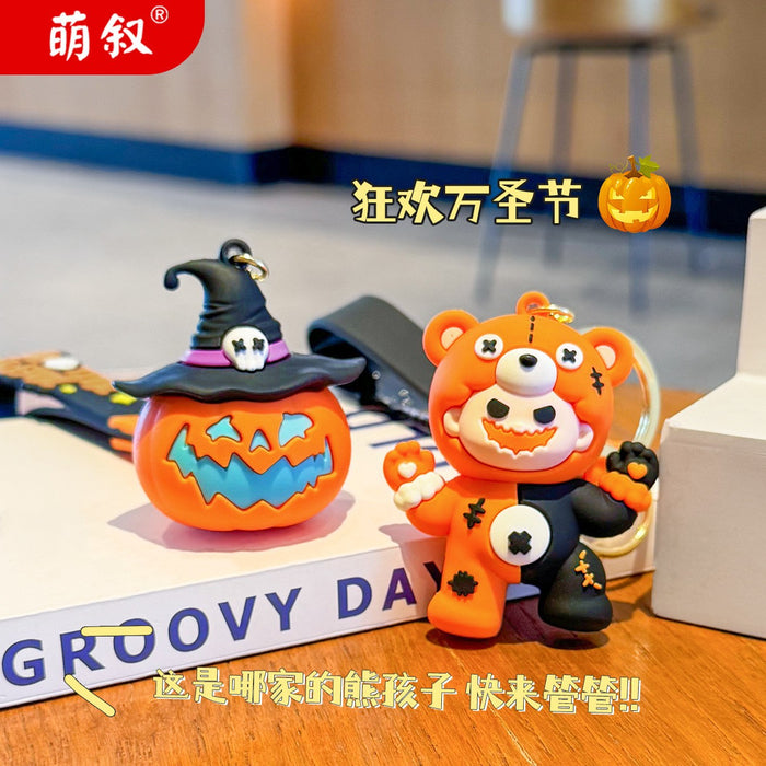 Wholesale Fun Glowing Pumpkin  Keychain PVC Car Key Accessory Gift MOQ≥2