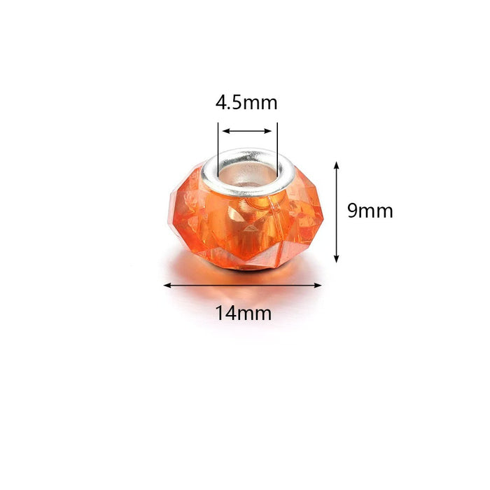 Wholesale spacer Faceted Wheel Plastic Beads Large Hole DIY Jewelry Craft Supply MOQ≥10