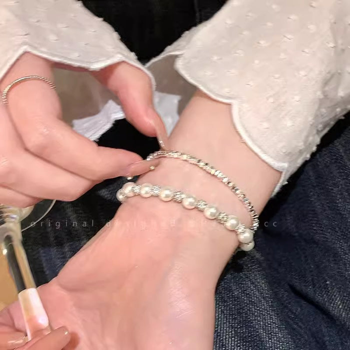 Wholesale Pearl Silver Beaded Bracelet Fresh Style Student's Bracelet