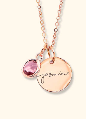 Wholesale Stainless steel electroplated round plate laser marking engraved necklace