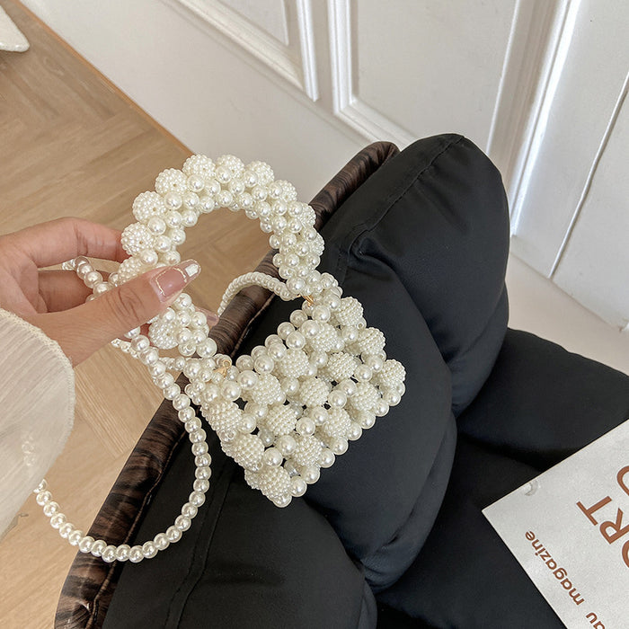 Wholesale Small handbag handmade bead pearl bag, niche fashion mini crossbody bag