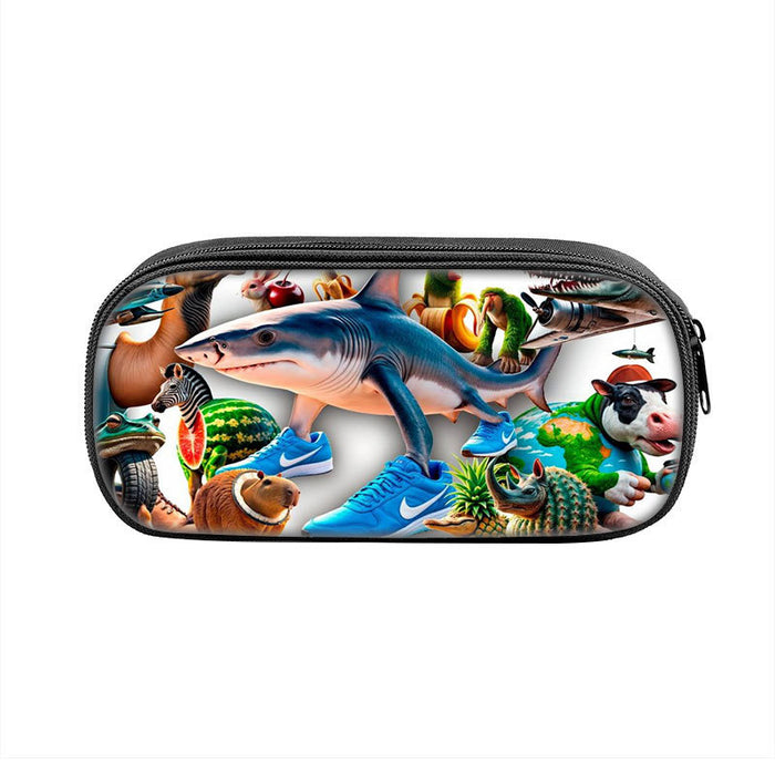 Wholesale  Printed Pencil Bag Brain Shark Student Stationery Bag