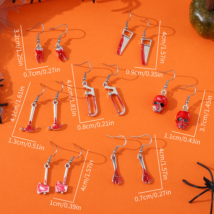 Wholesale  Dark Horror Bloody Skull Ax Saw Teeth Hammer Earrings Set