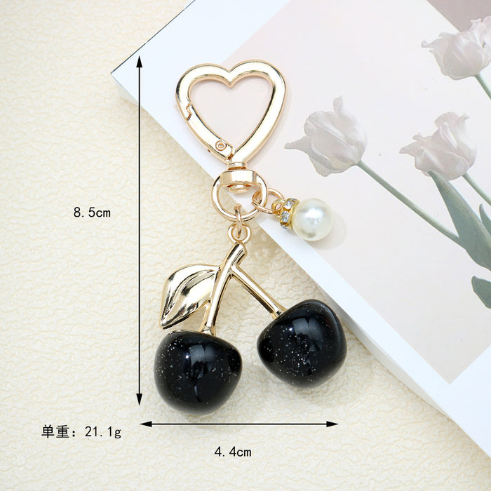Wholesale Cute Fruit-Shaped Cherry Keychain Zinc Alloy Bag CharmTrendy Gift for Women MOQ≥2