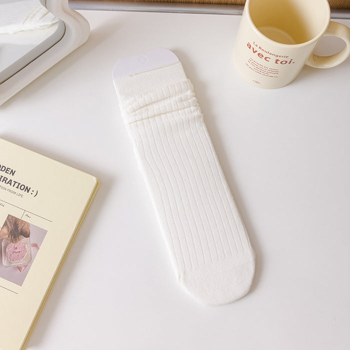 Wholesale Mid length socks with drawstring ballet style, solid color boneless cotton socks