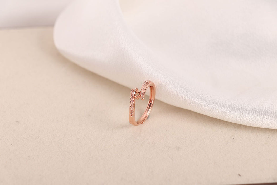 Wholesale Silver Plated White Copper Zircon Geometric Twist Ring Adjustable Jewelry