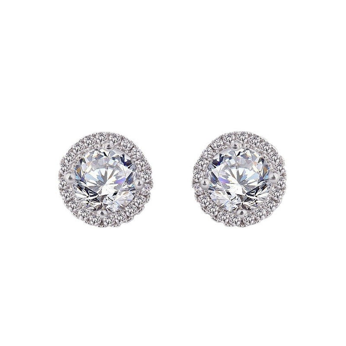 Wholesale Zircon Geometric Gold Women's Full Diamond Stud Earrings Set